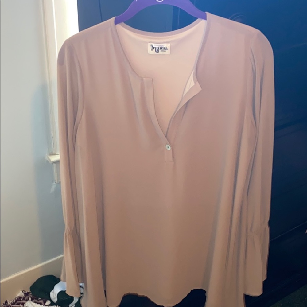 brown bell sleeve SMYM top